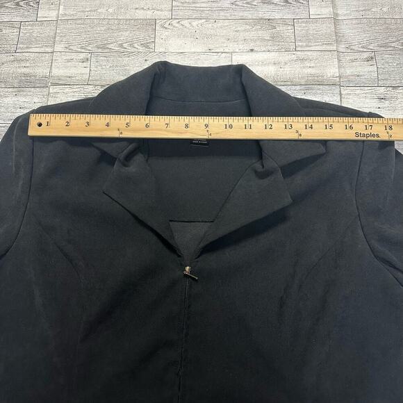 Natural Impressions | Embroidered Flower Zipper Blazer | Black | XL - Picture 5 of 10